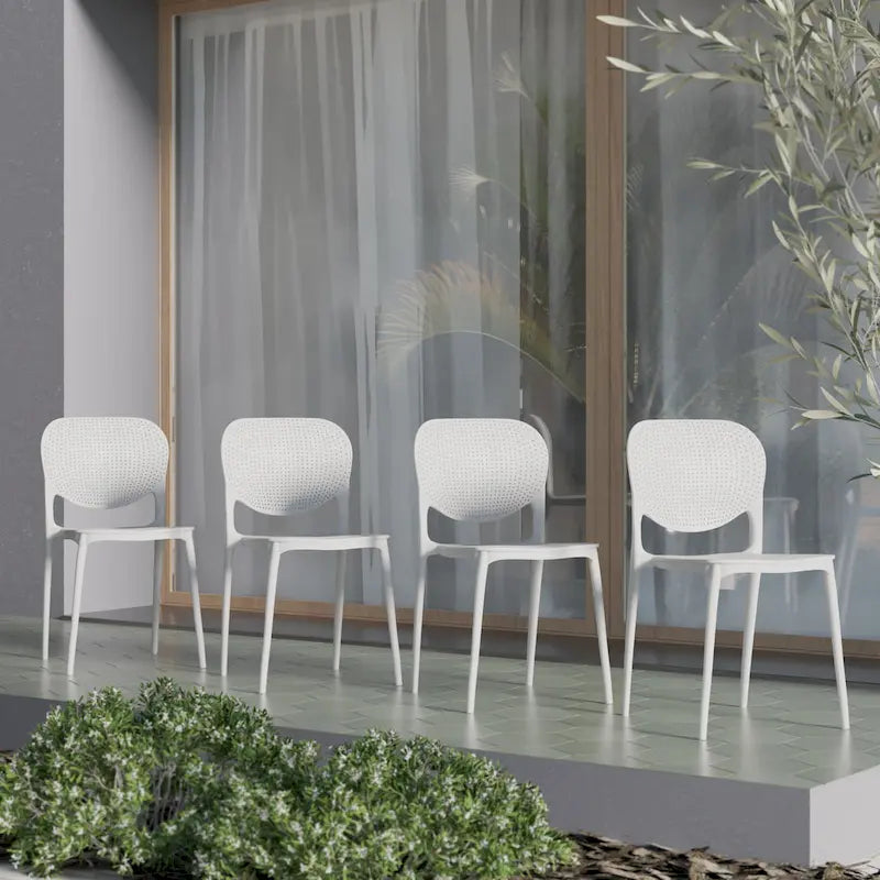 Ensemble de salle à manger d'extérieur 7 pièces Amazonia Dante - Chaises blanches