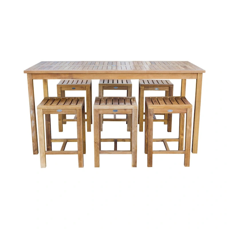 Table de comptoir rectangulaire Chic Teak Antigua en bois de teck, 63 x 35 pouces (table seule)