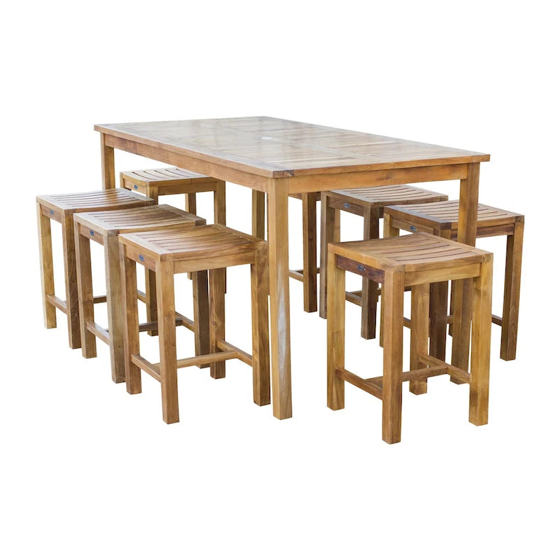 Table de comptoir rectangulaire Chic Teak Antigua en bois de teck, 63 x 35 pouces (table seule)