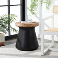 Table d'appoint ronde moderne en béton noir SAFAVIEH Muriele pour intérieur/extérieur - 42 cm (L) x 42 cm (l) x 46 cm (H) - 43 cm (L) x 43 cm (P) x 46 cm (H)