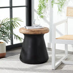 Table d'appoint ronde moderne en béton noir SAFAVIEH Muriele pour intérieur/extérieur - 42 cm (L) x 42 cm (l) x 46 cm (H) - 43 cm (L) x 43 cm (P) x 46 cm (H)