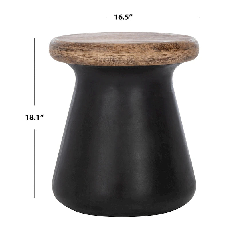 Table d'appoint ronde moderne en béton noir SAFAVIEH Muriele pour intérieur/extérieur - 42 cm (L) x 42 cm (l) x 46 cm (H) - 43 cm (L) x 43 cm (P) x 46 cm (H)