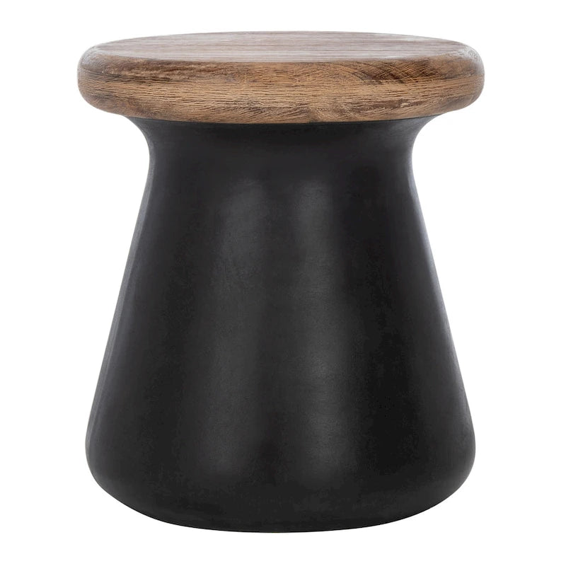 Table d'appoint ronde moderne en béton noir SAFAVIEH Muriele pour intérieur/extérieur - 42 cm (L) x 42 cm (l) x 46 cm (H) - 43 cm (L) x 43 cm (P) x 46 cm (H)