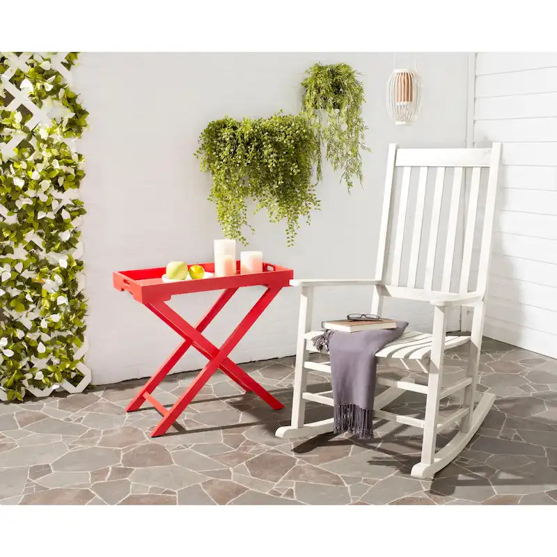 Fauteuil à bascule d'extérieur SAFAVIEH Marilijn en bois d'acacia - 66 cm (L) x 114 cm (P) x 86 cm (H)