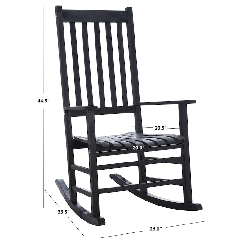 Fauteuil à bascule d'extérieur SAFAVIEH Marilijn en bois d'acacia - 66 cm (L) x 114 cm (P) x 86 cm (H)