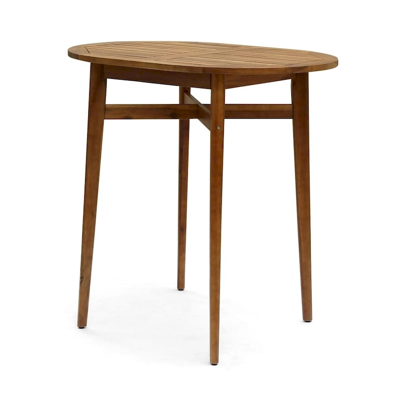 Table de bar d'extérieur rustique Stamford en bois d'acacia avec plateau à lattes, par Christopher Knight Home - 101 cm (L) x 77,5 cm (l) x 101 cm (H)