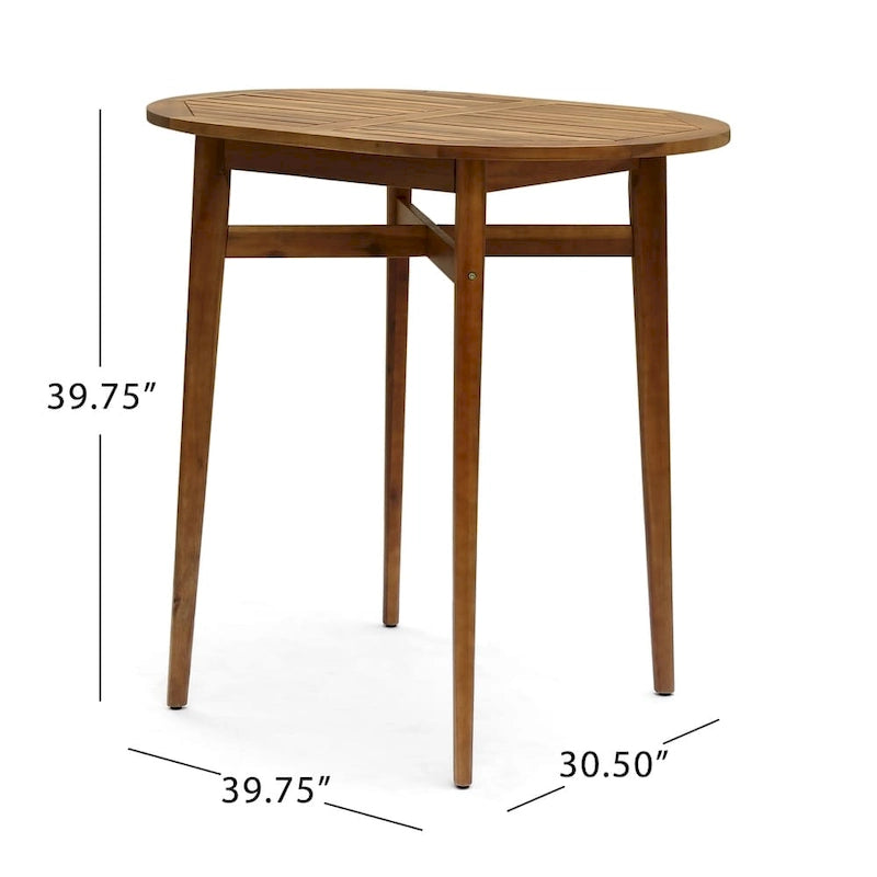 Table de bar d'extérieur rustique Stamford en bois d'acacia avec plateau à lattes, par Christopher Knight Home - 101 cm (L) x 77,5 cm (l) x 101 cm (H)