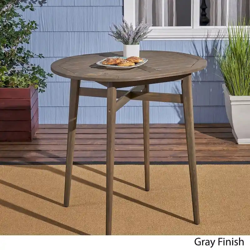 Table de bar d'extérieur rustique Stamford en bois d'acacia avec plateau à lattes, par Christopher Knight Home - 101 cm (L) x 77,5 cm (l) x 101 cm (H)
