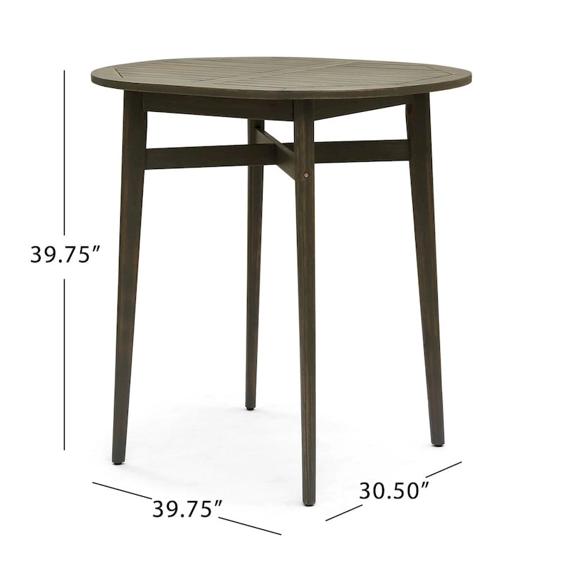Table de bar d'extérieur rustique Stamford en bois d'acacia avec plateau à lattes, par Christopher Knight Home - 101 cm (L) x 77,5 cm (l) x 101 cm (H)