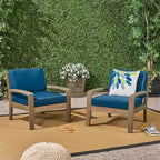 Fauteuils club d'extérieur en bois d'acacia Grenada avec coussins (lot de 2) par Christopher Knight Home