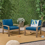 Fauteuils club d'extérieur en bois d'acacia Grenada avec coussins (lot de 2) par Christopher Knight Home