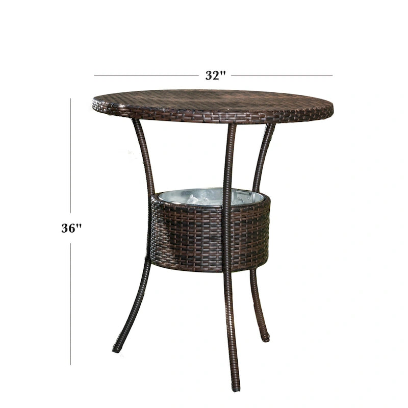 Table de bar d'extérieur en osier Oyster Bay par Christopher Knight Home - 66 cm (L) x 85 cm (l) x 62,5 cm (H)