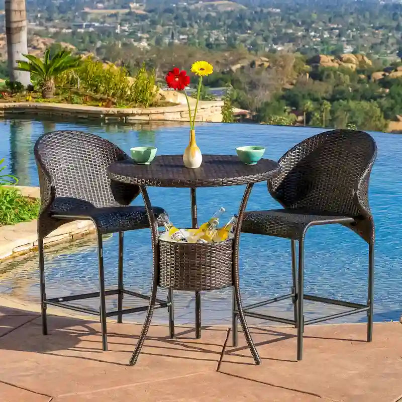 Table de bar d'extérieur en osier Oyster Bay par Christopher Knight Home - 66 cm (L) x 85 cm (l) x 62,5 cm (H)