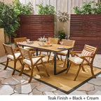 Ensemble de salle à manger d'extérieur rectangulaire 6 places Lovell en bois d'acacia par Christopher Knight Home