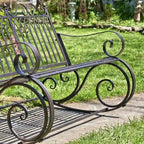 Banc de jardin à bascule en fer Tatiana, finition bronze antique