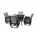 Ensemble de salle à manger d'extérieur Palmetto pivotant à bascule 5 pièces en aluminium et osier avec coussins - Non disponible