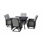 Ensemble de salle à manger d'extérieur Palmetto pivotant à bascule 5 pièces en aluminium et osier avec coussins - Non disponible