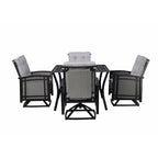 Ensemble de salle à manger d'extérieur Palmetto pivotant à bascule 5 pièces en aluminium et osier avec coussins - Non disponible