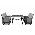Ensemble de salle à manger d'extérieur Palmetto pivotant à bascule 5 pièces en aluminium et osier avec coussins - Non disponible
