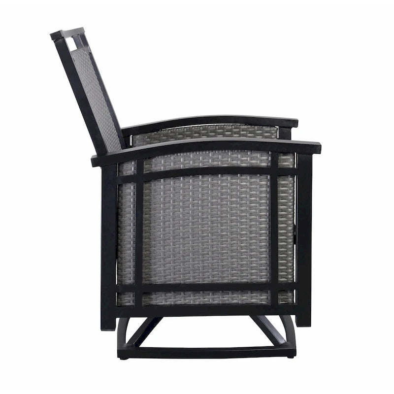 Ensemble de salle à manger d'extérieur Palmetto pivotant à bascule 5 pièces en aluminium et osier avec coussins - Non disponible