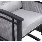 Ensemble de salle à manger d'extérieur Palmetto pivotant à bascule 5 pièces en aluminium et osier avec coussins - Non disponible