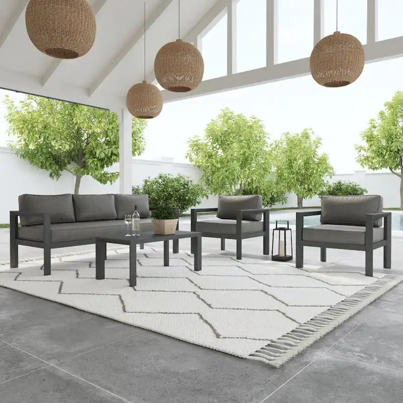 Fauteuil de jardin Grayton en aluminium gris - 33 x 32 x 29
