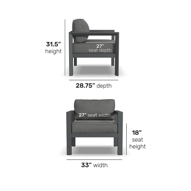 Fauteuil de jardin Grayton en aluminium gris - 33 x 32 x 29