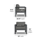 Fauteuil de jardin Grayton en aluminium gris - 33 x 32 x 29