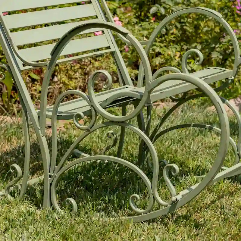 Fauteuil à bascule Monte Carlo 1968 en fer vert antique - 62 cm (L) x 107 cm (l) x 93 cm (H)