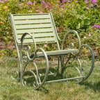 Fauteuil à bascule Monte Carlo 1968 en fer vert antique - 62 cm (L) x 107 cm (l) x 93 cm (H)