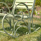 Fauteuil à bascule Monte Carlo 1968 en fer vert antique - 62 cm (L) x 107 cm (l) x 93 cm (H)
