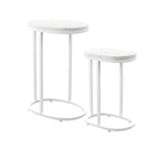 Tables d'appoint gigognes d'extérieur Venido 2 pièces en pierre blanche de SEI Furniture