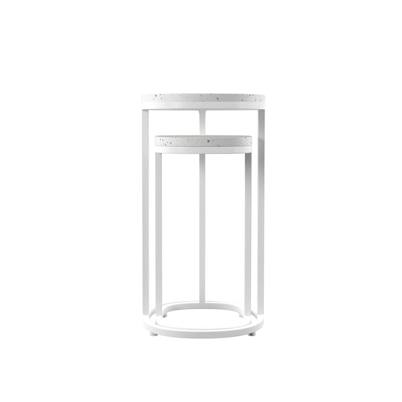 Tables d'appoint gigognes d'extérieur Venido 2 pièces en pierre blanche de SEI Furniture