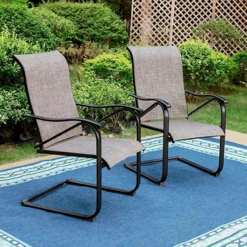 Ensemble de salle à manger 9 pièces, 1 table extensible en métal et 8 chaises en textilène à ressort