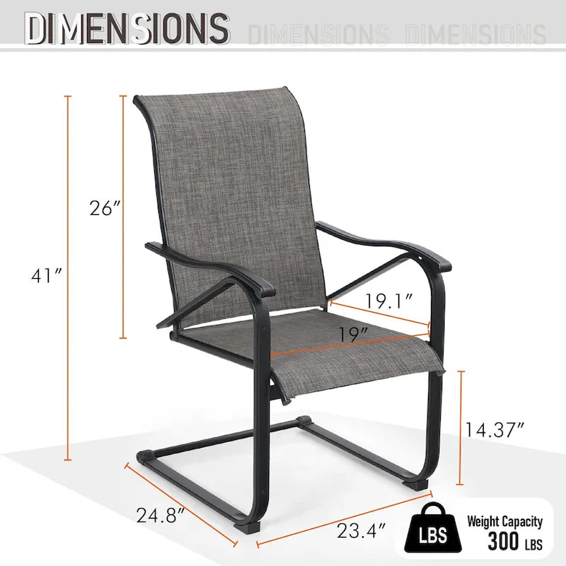 Ensemble de salle à manger 9 pièces, 1 table extensible en métal et 8 chaises en textilène à ressort