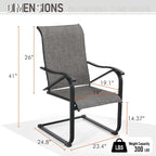 Ensemble de salle à manger 9 pièces, 1 table extensible en métal et 8 chaises en textilène à ressort