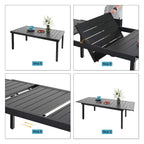 Ensemble de salle à manger 9 pièces, 1 table extensible en métal et 8 chaises en textilène à ressort