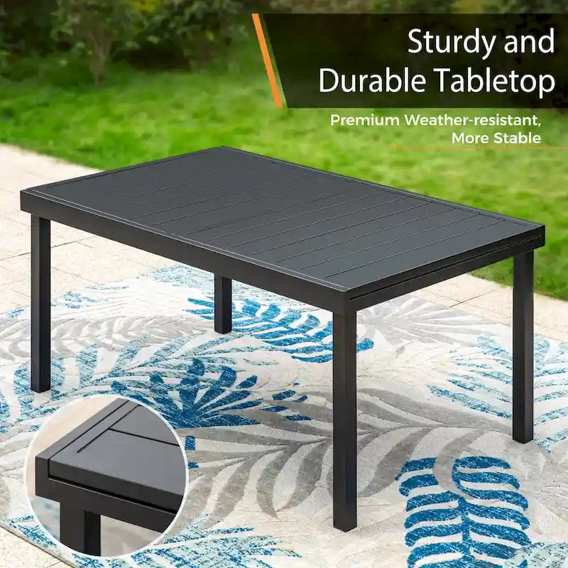 Ensemble de salle à manger 9 pièces, 1 table extensible en métal et 8 chaises en textilène à ressort