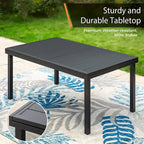 Ensemble de salle à manger 9 pièces, 1 table extensible en métal et 8 chaises en textilène à ressort