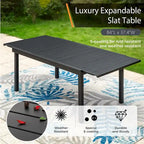 Ensemble de salle à manger 9 pièces, 1 table extensible en métal et 8 chaises en textilène à ressort