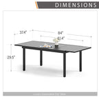 Ensemble de salle à manger 9 pièces, 1 table extensible en métal et 8 chaises en textilène à ressort