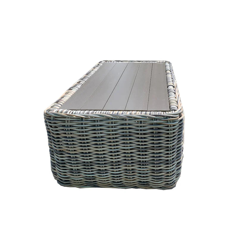 Table basse Hawaii en osier trois tons gris/blanc cassé/beige
