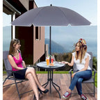 Ensemble de salle à manger de patio 4 pièces, ensemble de mobilier de jardin de style bistro avec parasol inclinable amovible, 2 chaises pliantes, table ronde en verre (gris)