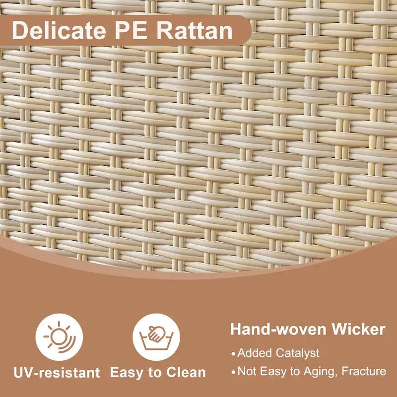 Ensemble de conversation HOOOWOOO 8 pièces en rotin tressé avec table foyer multifonctionnelle