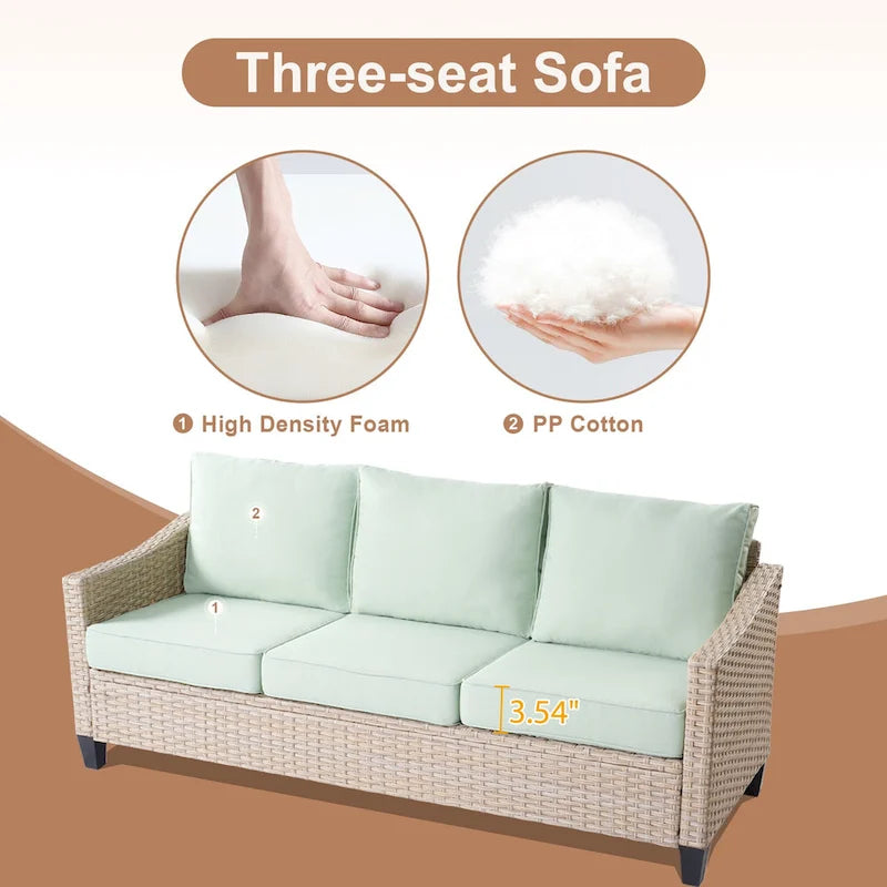 Ensemble de conversation HOOOWOOO 8 pièces en rotin tressé avec table foyer multifonctionnelle