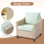 Ensemble de conversation HOOOWOOO 8 pièces en rotin tressé avec table foyer multifonctionnelle