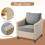 Ensemble de conversation HOOOWOOO 8 pièces en rotin tressé avec table foyer multifonctionnelle