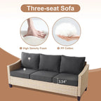 Ensemble de conversation HOOOWOOO 8 pièces en rotin tressé avec table foyer multifonctionnelle