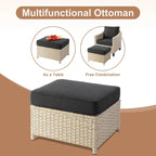 Ensemble de conversation HOOOWOOO 8 pièces en rotin tressé avec table foyer multifonctionnelle