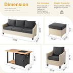 Ensemble de conversation HOOOWOOO 8 pièces en rotin tressé avec table foyer multifonctionnelle